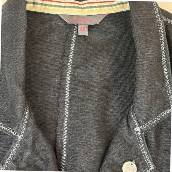 Solola Women's Black Linen Blazer – Size 40 (Approx US M) - Picture 4 of 11